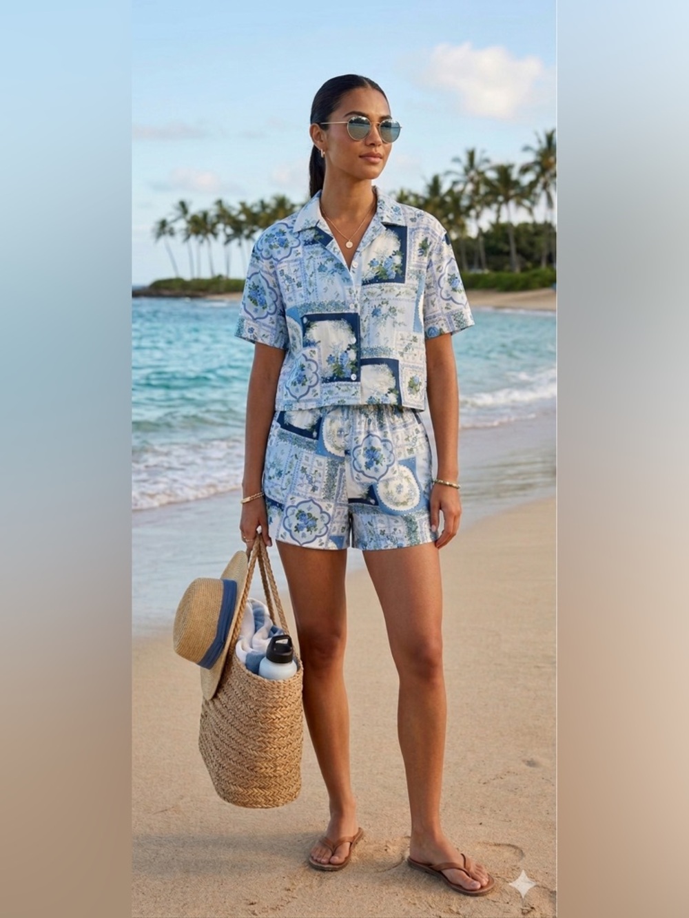 Abercrombie & Fitch Floral Patchwork Set Shirt & Shorts - Women’s XS